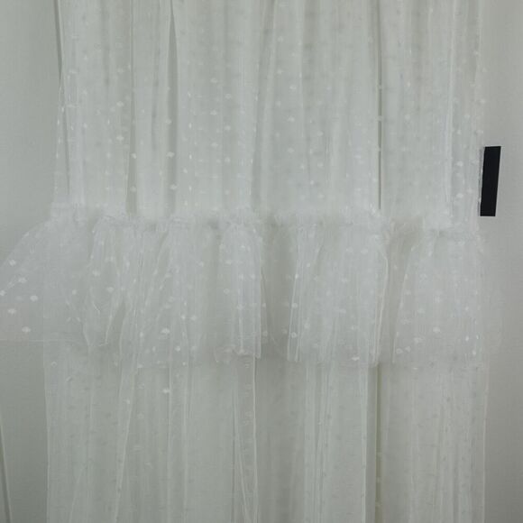 Lulus Womens Delightful Bliss White Mesh Swiss Dot Strapless Midi Dress Large - Picture 13 of 16